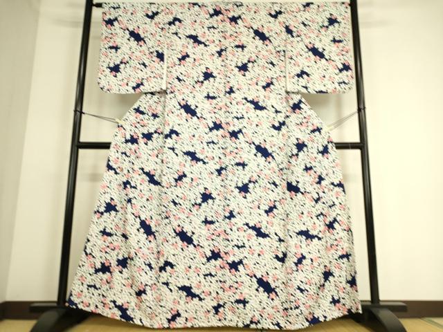 平和屋着物▽上質な小紋 単衣 花尽くし 正絹 逸品 DAAS0062az