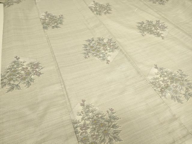 平和屋着物▽本場大島紬 白大島 単衣 色紙花文 正絹 逸品 DAAS0064az