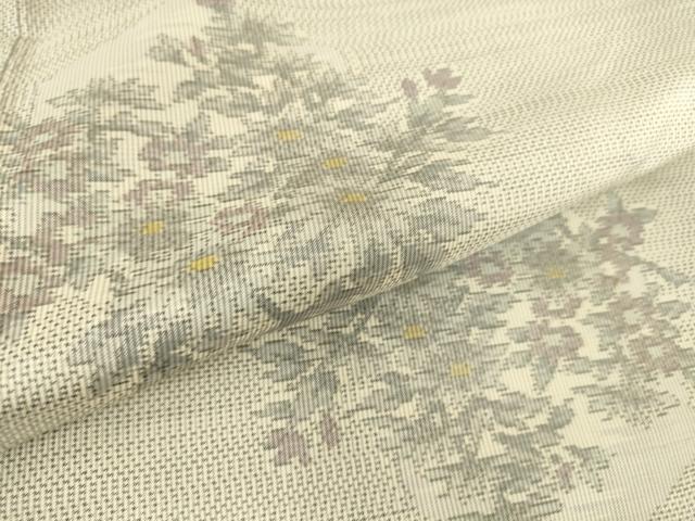 平和屋着物▽本場大島紬 白大島 単衣 色紙花文 正絹 逸品 DAAS0064az