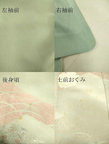 平和屋着物▽訪問着 単衣 刺繍 雪輪花文 銀彩 正絹 逸品 DAAS0070az