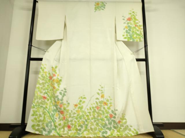 平和屋着物▽訪問着 単衣 草花文 正絹 逸品 DAAS0071az