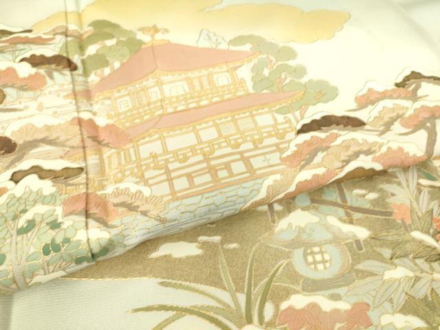 平和屋着物▽豪華色留袖 単衣 名所風景文 暈し染め 金彩 正絹 逸品 DAAS0072az