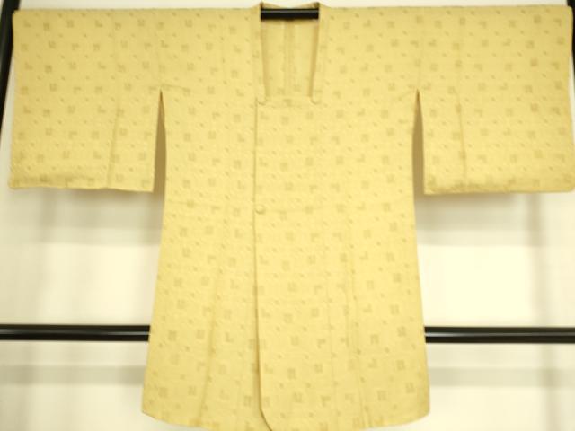 平和屋着物▽道行コート スリーシーズン 春夏秋 塵除け 菱紋紗 淡黄色 正絹 逸品 DAAS0112az