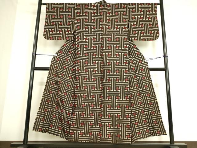 平和屋着物▽本場大島紬 龍郷絣 秋名バラ 単衣 正絹 逸品 DAAS0126az