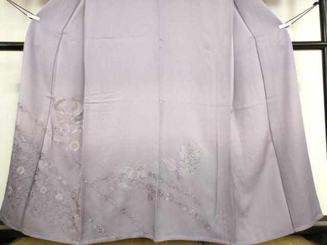 平和屋着物▽中国三大刺繍 相良刺繍 総刺繍 訪問着 単衣 洋花唐草文 暈し染め 金糸 正絹 逸品 未使用 DAAS0133az