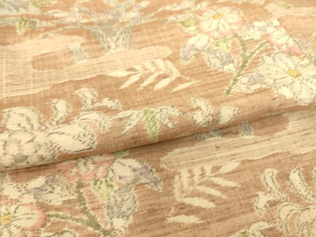 平和屋着物▽上質な紬 単衣 霞花文 正絹 逸品 DAAS0140az