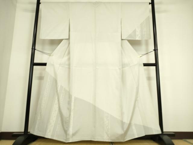 平和屋着物▽本塩沢 訪問着 単衣 枝葉文 正絹 逸品 DAAS0151az