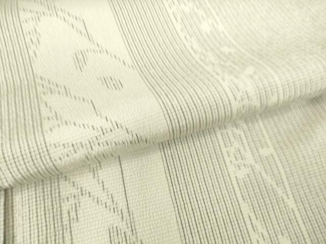平和屋着物▽本塩沢 訪問着 単衣 枝葉文 正絹 逸品 DAAS0151az