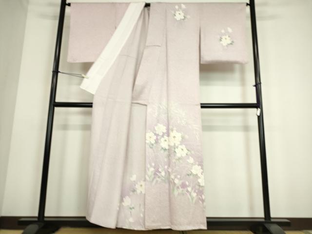 平和屋着物▽訪問着 単衣 草花文 手描き 正絹 逸品 DAAS0154az