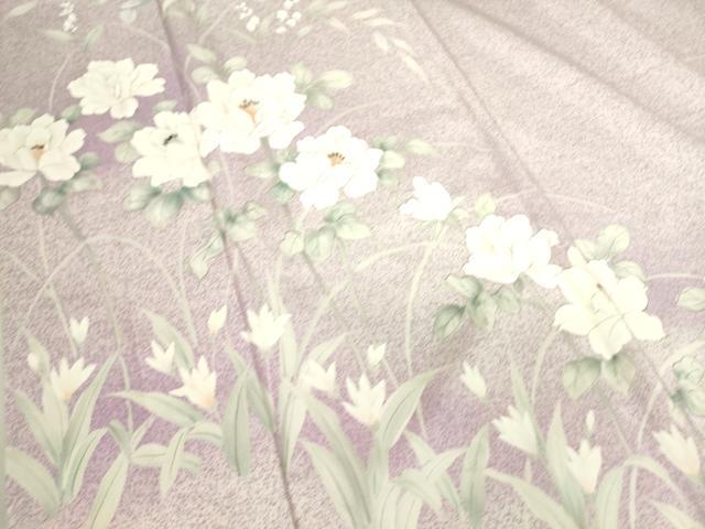 平和屋着物▽訪問着 単衣 草花文 手描き 正絹 逸品 DAAS0154az