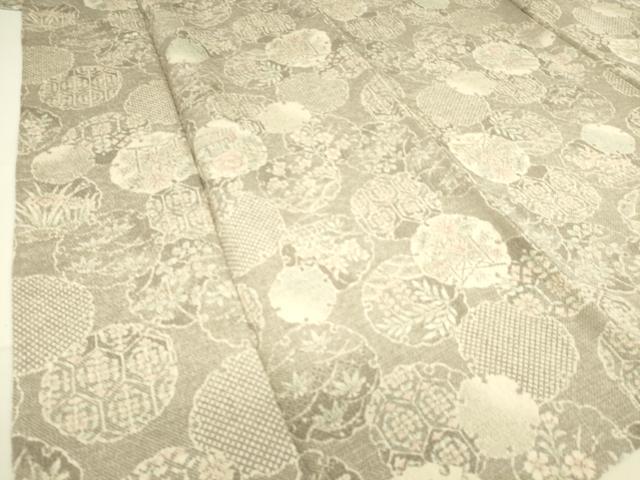 平和屋着物▽上質な小紋 単衣 雪輪花文 鬼しぼ縮緬 正絹 逸品 DAAS0181az