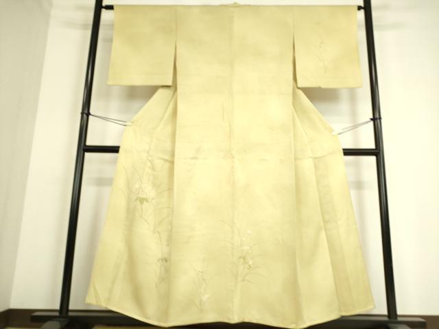平和屋着物▽訪問着 単衣 刺繍 草花文 正絹 逸品 DAAS0183az
