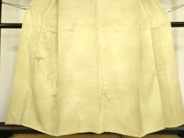 平和屋着物▽訪問着 単衣 刺繍 草花文 正絹 逸品 DAAS0183az