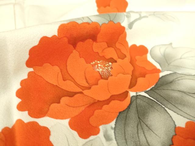 平和屋着物▽訪問着 単衣 牡丹文 手描き 正絹 逸品 DAAS0187az