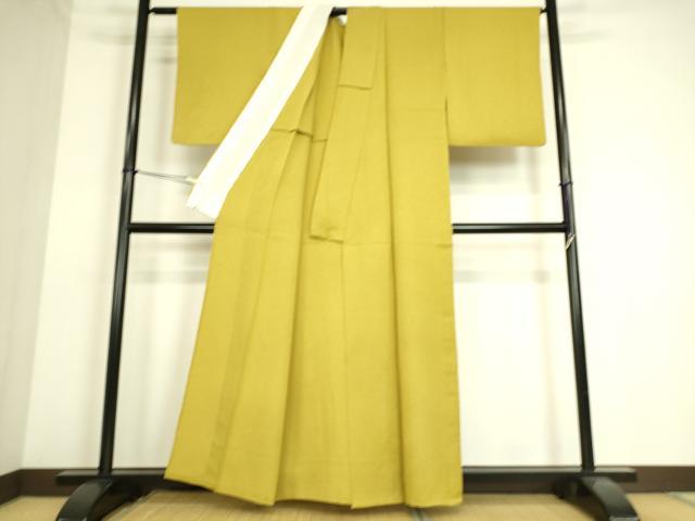 平和屋着物▽上質な色無地 単衣 芥子色 正絹 逸品 DAAS0202az