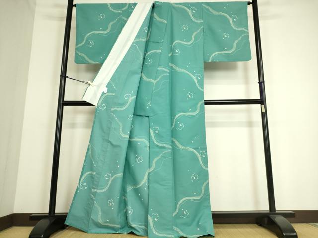 平和屋着物▽小紋 単衣 舞花文 洗える着物 DAAS0242az
