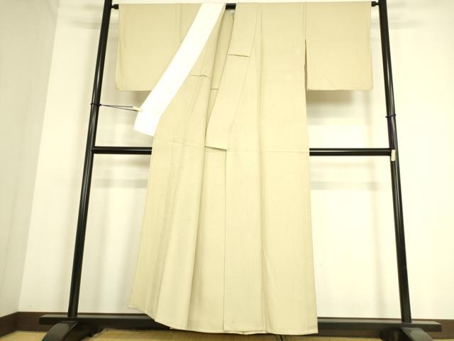平和屋着物▽上質な色無地 単衣 吉祥花地紋 鳥の子色 正絹 逸品 DAAS0254az