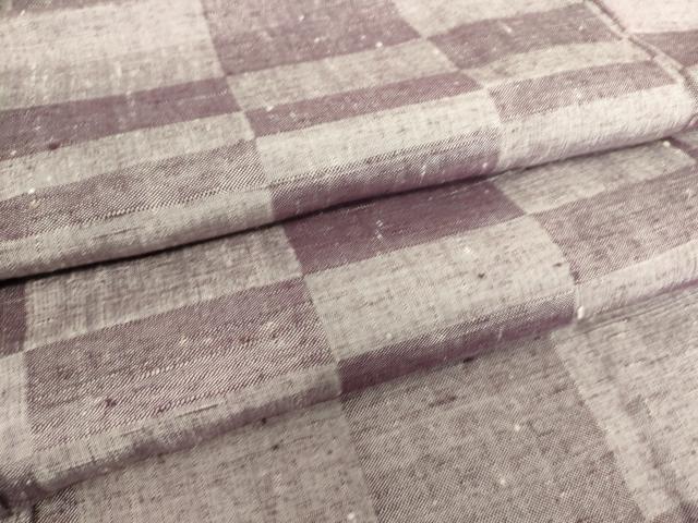 平和屋着物▽上質な紬 単衣 変わり市松文 正絹 逸品 DAAS0258az