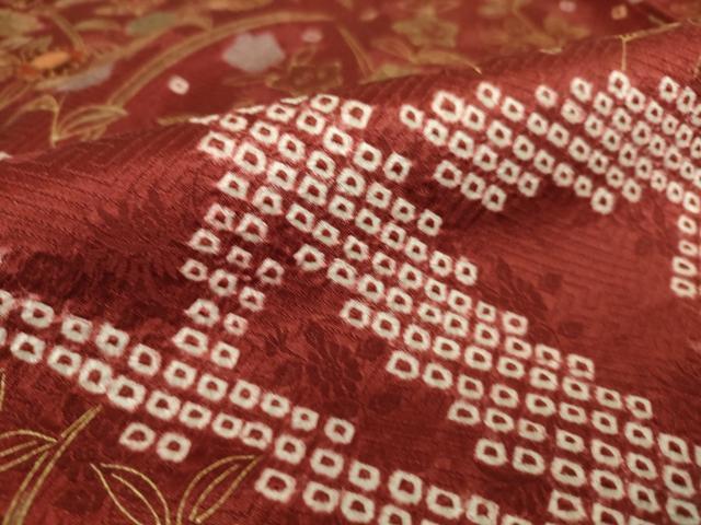 平和屋着物▽訪問着 単衣 刺繍 絞り 籬花文 金彩 正絹 逸品 DAAS0261az