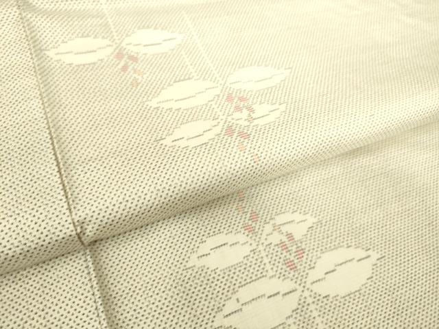 平和屋着物▽本場大島紬 白大島 単衣 9マルキ 草花文 正絹 逸品 未使用 DAAS0297az