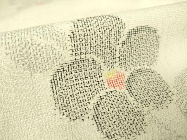 平和屋着物▽本塩沢 単衣 草花文 正絹 逸品 DAAS0300az