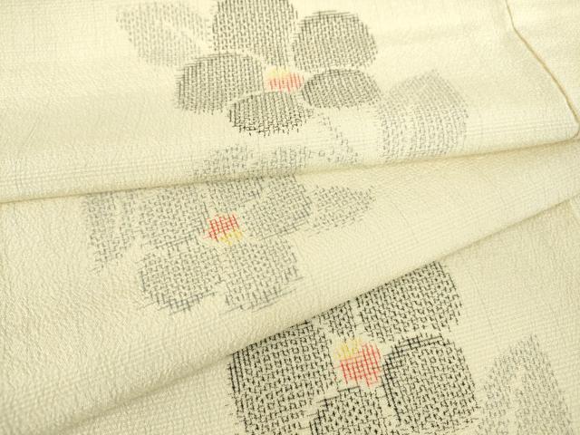 平和屋着物▽本塩沢 単衣 草花文 正絹 逸品 DAAS0300az