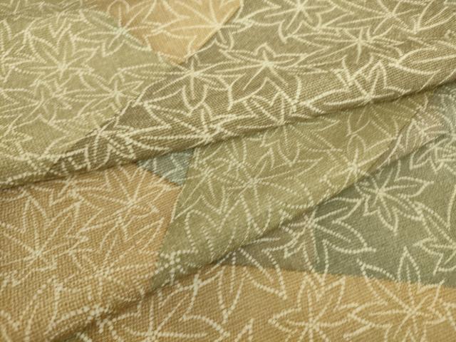 平和屋着物▽上質な小紋 単衣 楓文 正絹 逸品 DAAS0319az