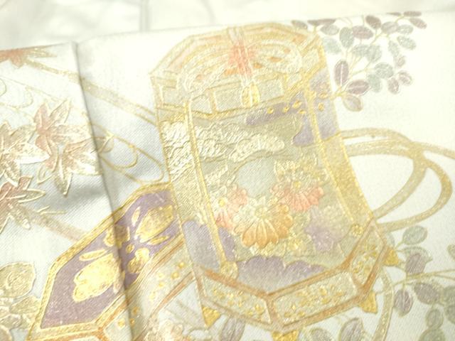 平和屋着物▽訪問着 単衣 貝桶花文 金彩 正絹 逸品 DAAS0326az