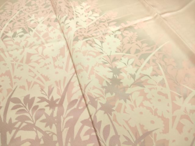 平和屋着物▽訪問着 単衣 草花シルエット 正絹 逸品 DAAS0329az