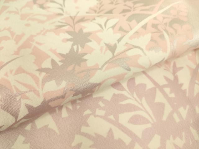 平和屋着物▽訪問着 単衣 草花シルエット 正絹 逸品 DAAS0329az