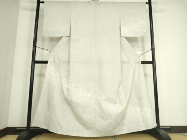 平和屋着物▽本塩沢 訪問着 単衣 南天文 証紙付き 正絹 逸品 DAAS0434az
