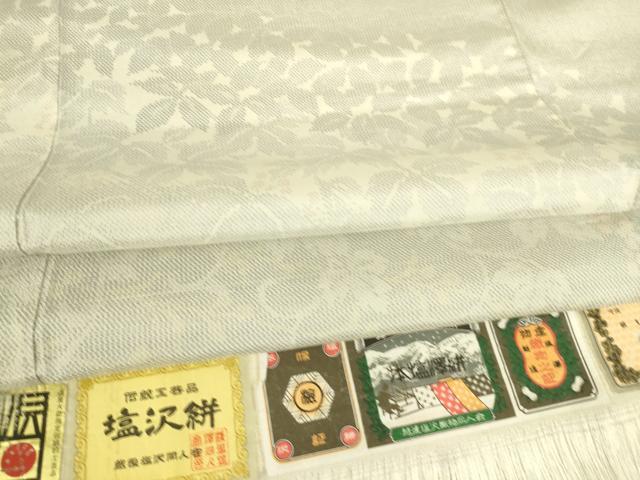平和屋着物▽本塩沢 訪問着 単衣 南天文 証紙付き 正絹 逸品 DAAS0434az