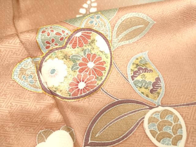 平和屋着物▽訪問着 単衣 駒刺繍 吉祥花文 暈し染め 金彩 正絹 逸品 DAAS0445az