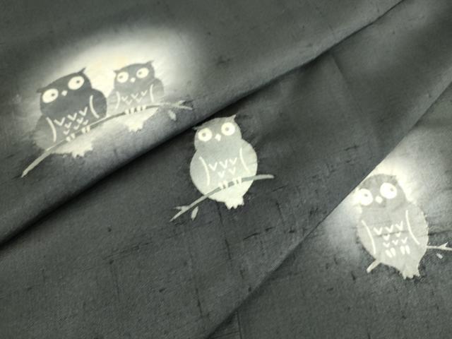 平和屋着物▽十日町 名門青柳謹製 赤城紬 訪問着 単衣 ふくろう 蛍暈し 正絹 逸品 DAAS0462az