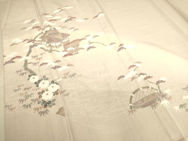 平和屋着物▽訪問着 単衣 風景花文 正絹 逸品 DAAS0513az