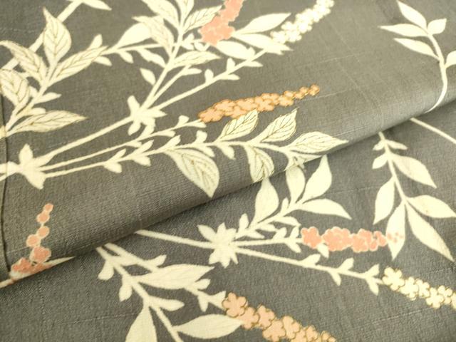 平和屋着物▽訪問着 単衣 紬地 駒刺繍 枝花文 正絹 逸品 DAAS0515az