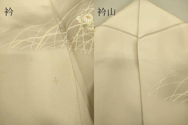 平和屋着物▽訪問着 単衣 芝に舞花 金彩 正絹 逸品 DAAS0527az