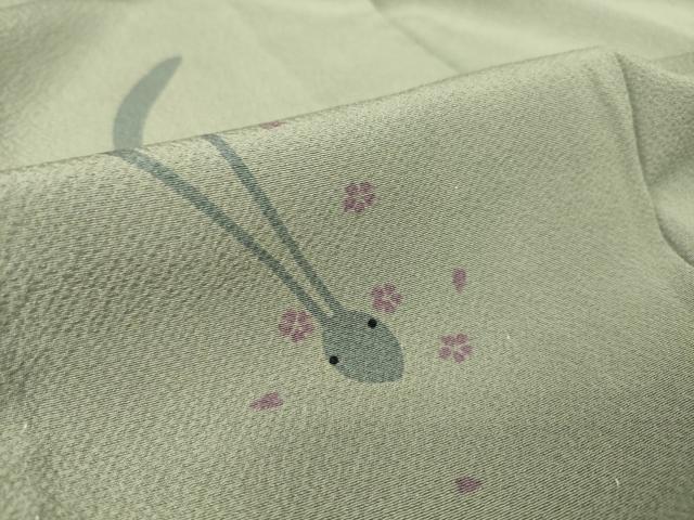 平和屋着物▽世界的人形師 辻村寿三郎 ジュサブロー 小紋 単衣 兎 舞桜 正絹 逸品 DAAS0531az