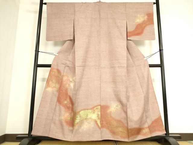 平和屋着物▽訪問着 単衣 扇面花文 金彩 正絹 逸品 DAAS0542az
