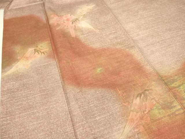 平和屋着物▽訪問着 単衣 扇面花文 金彩 正絹 逸品 DAAS0542az