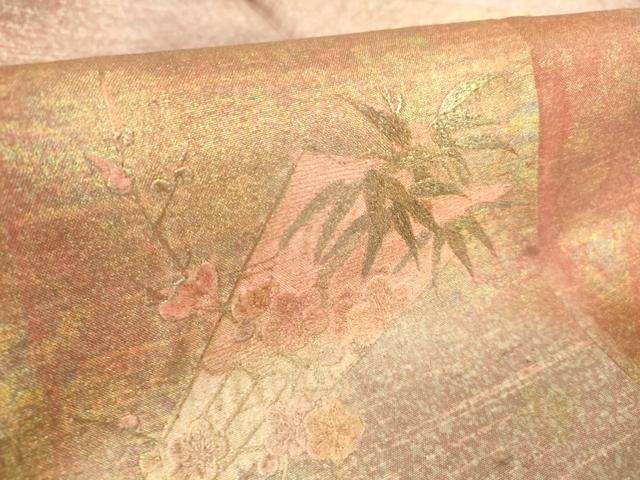 平和屋着物▽訪問着 単衣 扇面花文 金彩 正絹 逸品 DAAS0542az