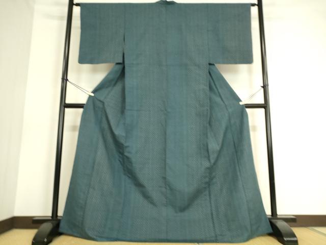 平和屋着物▽上質な紬 単衣 十字絣 正絹 逸品 DAAS0550az