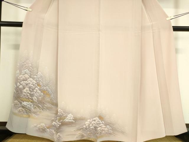 平和屋着物▽訪問着 単衣 風景樹林文 金彩 正絹 逸品 DAAS0555az
