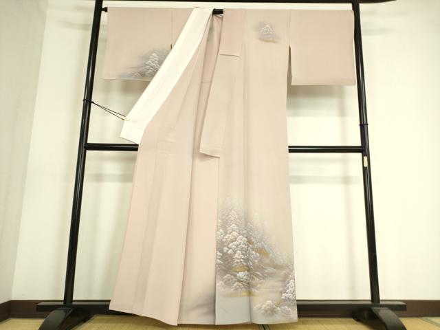平和屋着物▽訪問着 単衣 風景樹林文 金彩 正絹 逸品 DAAS0555az