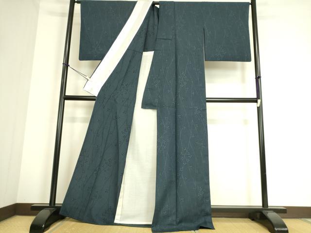 平和屋着物▽白鷹お召 単衣 枝花文 正絹 逸品 DAAS0693az