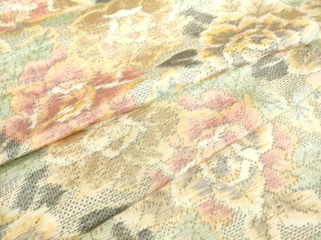 平和屋着物▽上質な紬 単衣 花尽くし 正絹 逸品 DAAS0699az