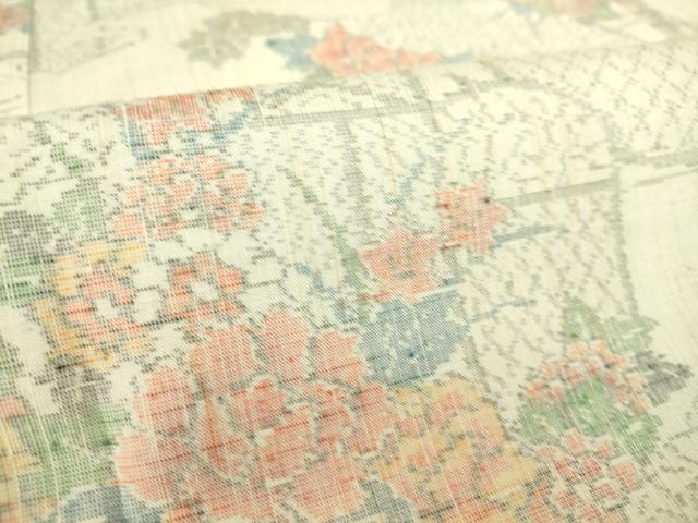 平和屋着物▽上質な紬 単衣 籬花文 正絹 逸品 DAAS0702az