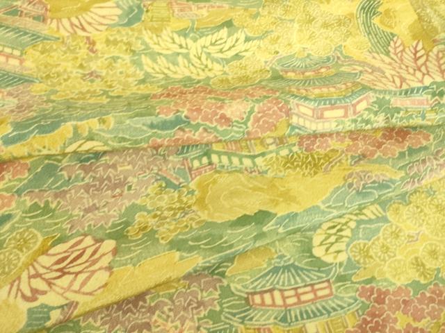 平和屋着物▽上質な小紋 単衣 型染め 風景花文 正絹 逸品 DAAS0705az