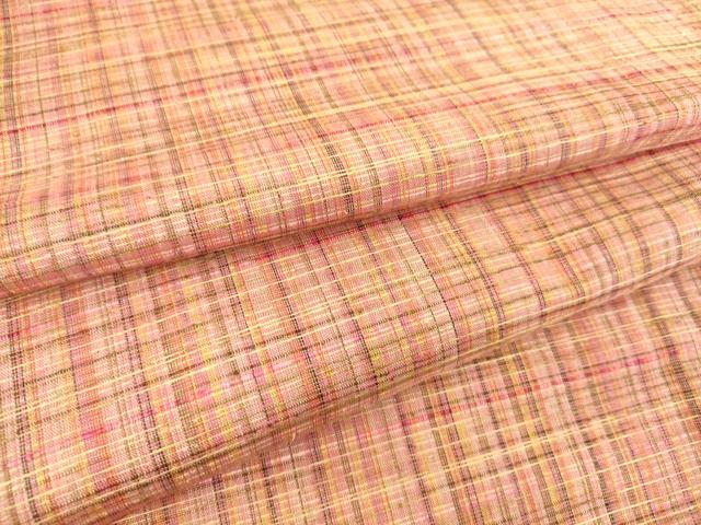 平和屋着物▽上質な紬 単衣 格子 正絹 逸品 DAAS0709az