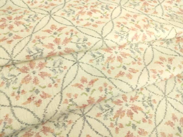 平和屋着物▽上質な紬 単衣 洋花文 正絹 逸品 DAAS0722az